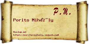 Porits Mihály névjegykártya